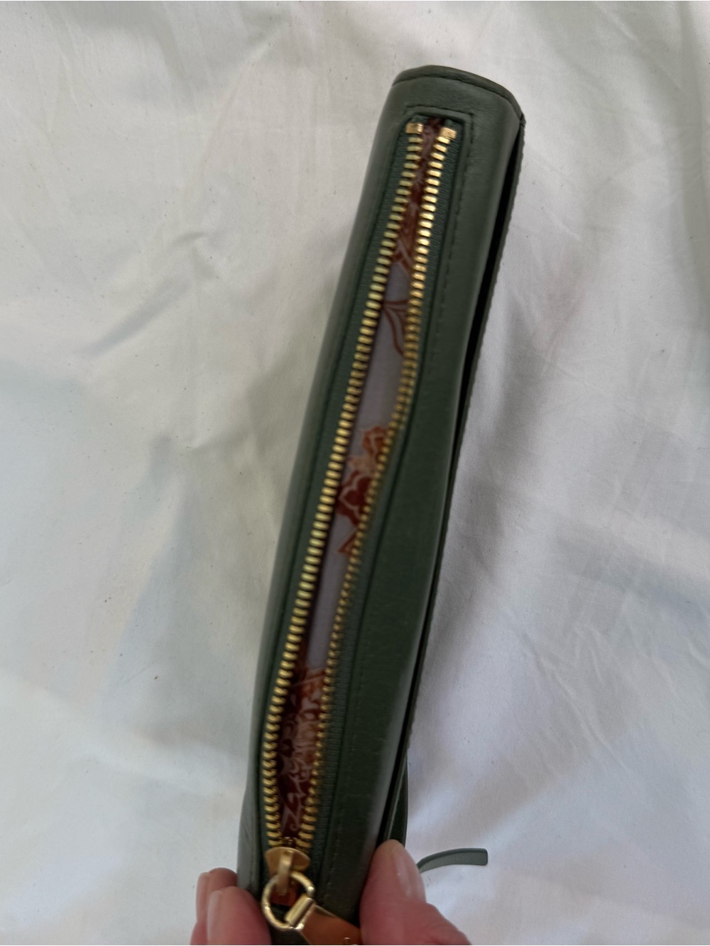 HOBO Olive Green Leather Hobo with Floral Fabric Trim - Picture 6 of 8